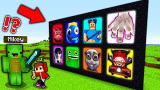 do not CHOOSE the wrong PORTAL secret base in Minecraft WEDNESDAY garten of banban BOXY BOO aphmau