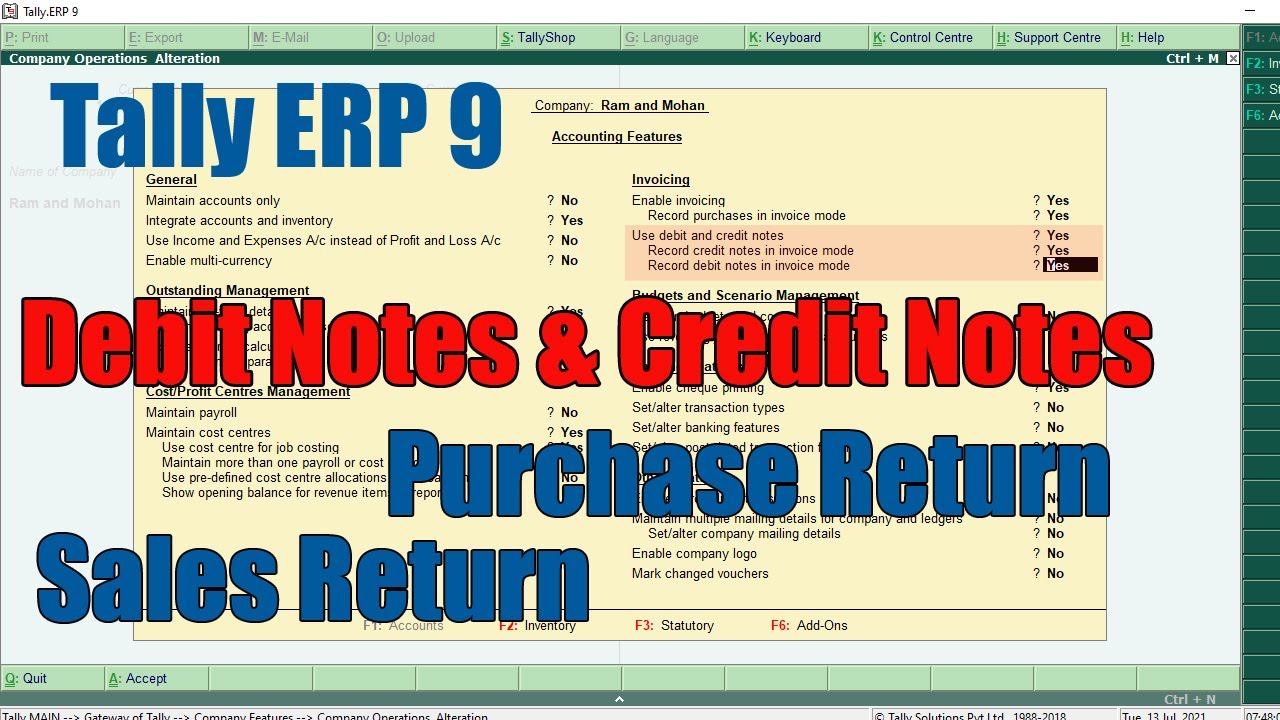 Tally ERP 9 - purchase return and sales return entry in tally erp 9 | Class 16