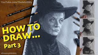 How To Draw Professor Minerva McGonagall For Beginners Part 3 of 3