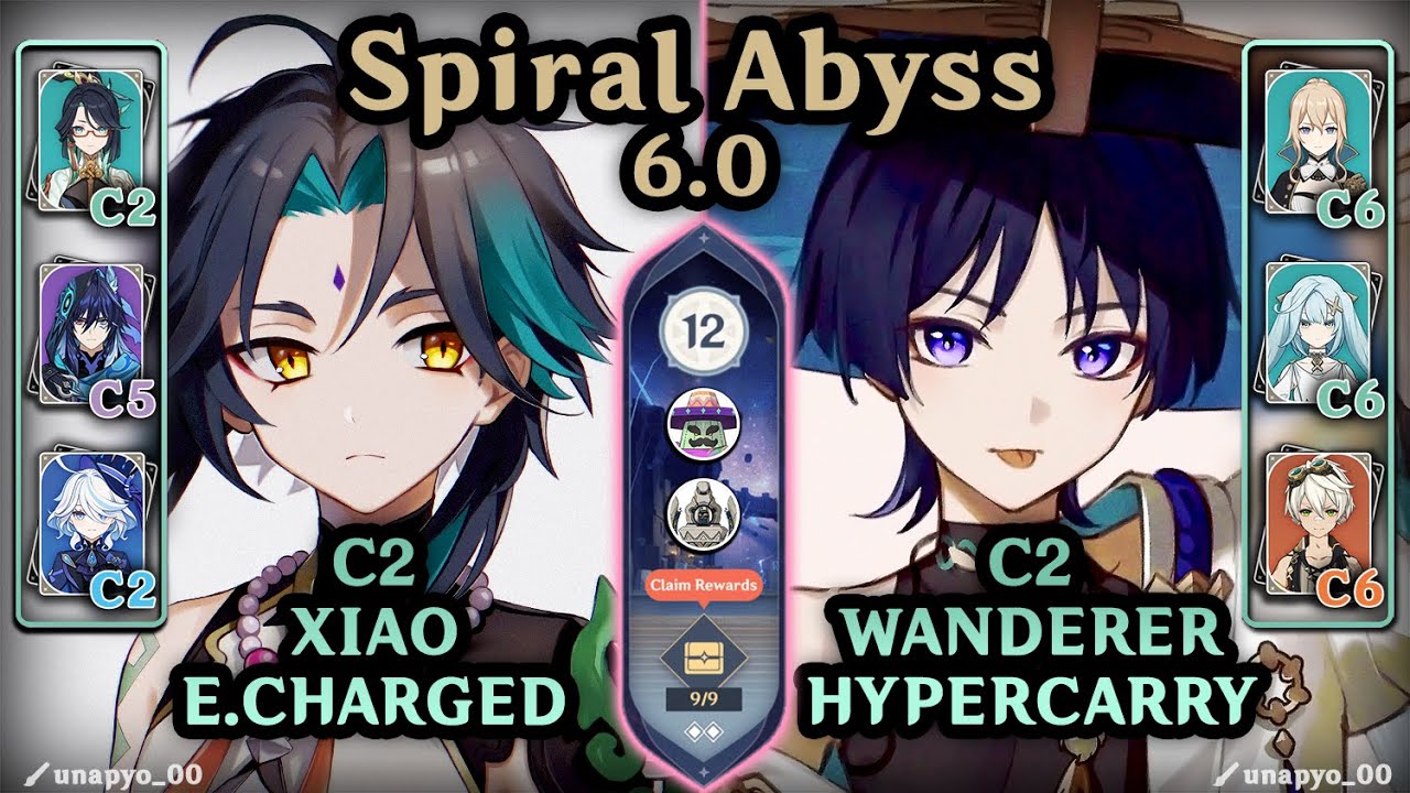 C2 Xiao & C2 Wanderer Teams! | Spiral Abyss 6.0a (F12 - 9*) | Genshin Impact