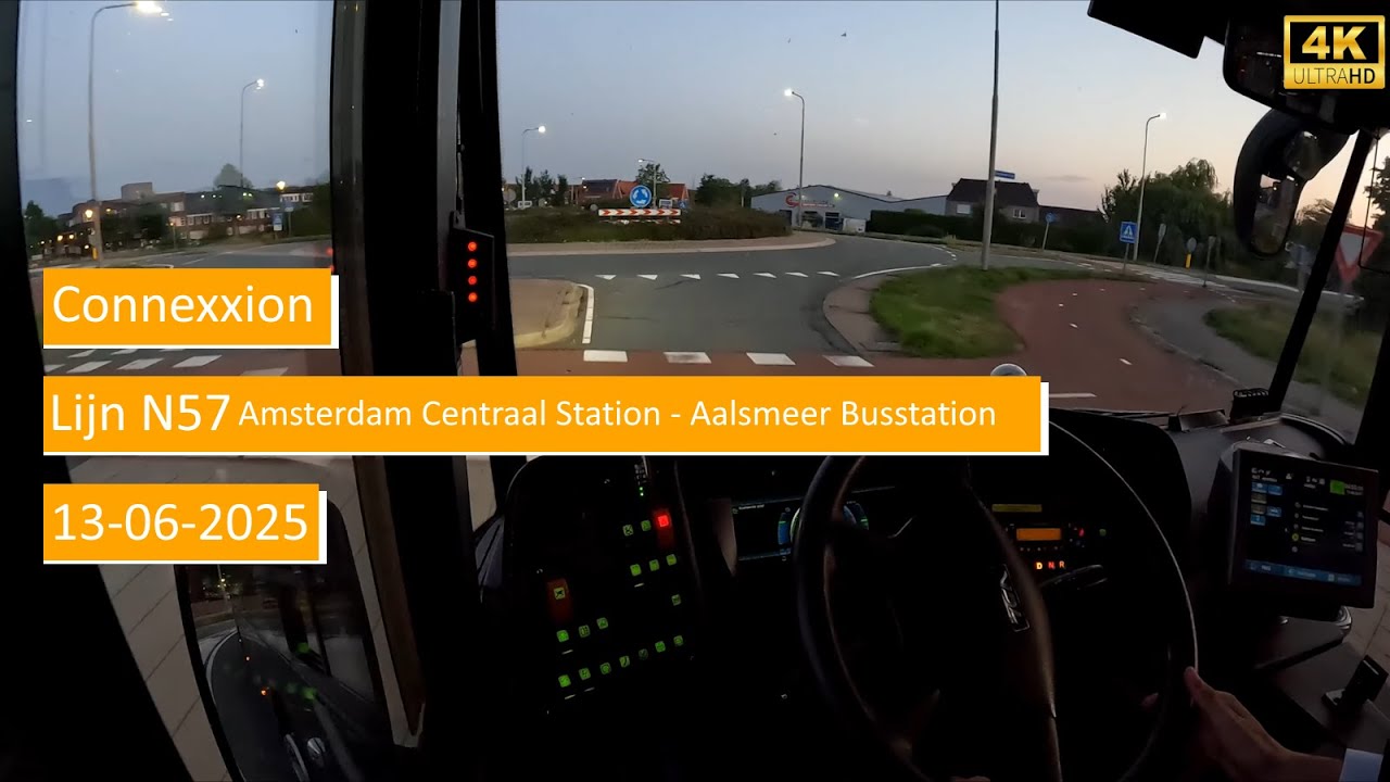 Connexxion lijn N57 Amsterdam Centraal Station - Aalsmeer Busstation | Dutch Bus driver POV 4K
