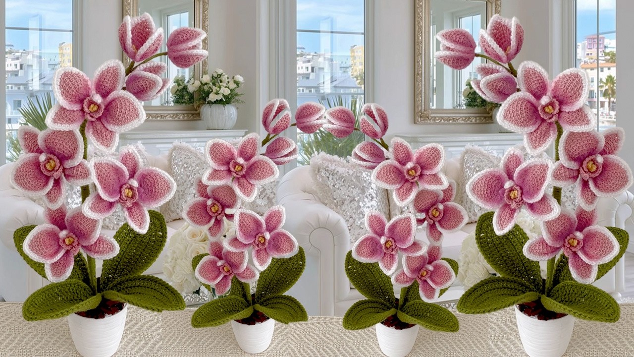 Lindas hermosas Flores Orquídeas Eternas a Crochet para San Valentín / New Easy Flower Crochet