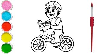 Boy with Cycle Drawing || Boy Drawing || Drawing For Kids || Drawing