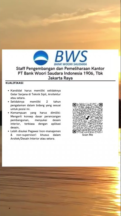 PT Bank Woori Saudara Indonesia 1906 #loker #lowongan #lowongankerja #lokerterbaru #bank #jakarta