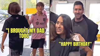 Thiago Messi Took his Father Lionel Messi as a Suprise Gift to his Friend's Birthday 😳😍