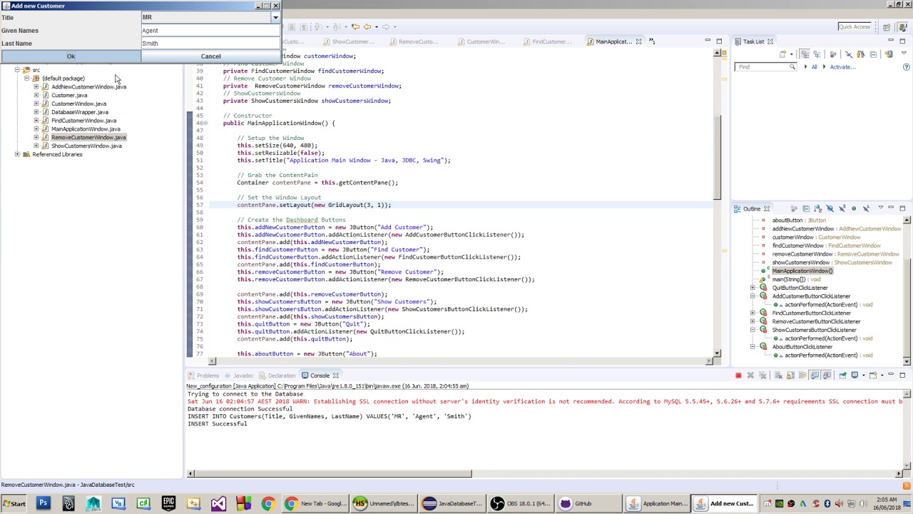 Simple Desktop Application (Java, Swing, JDBC, MySQL/J, MySQLConnector ...