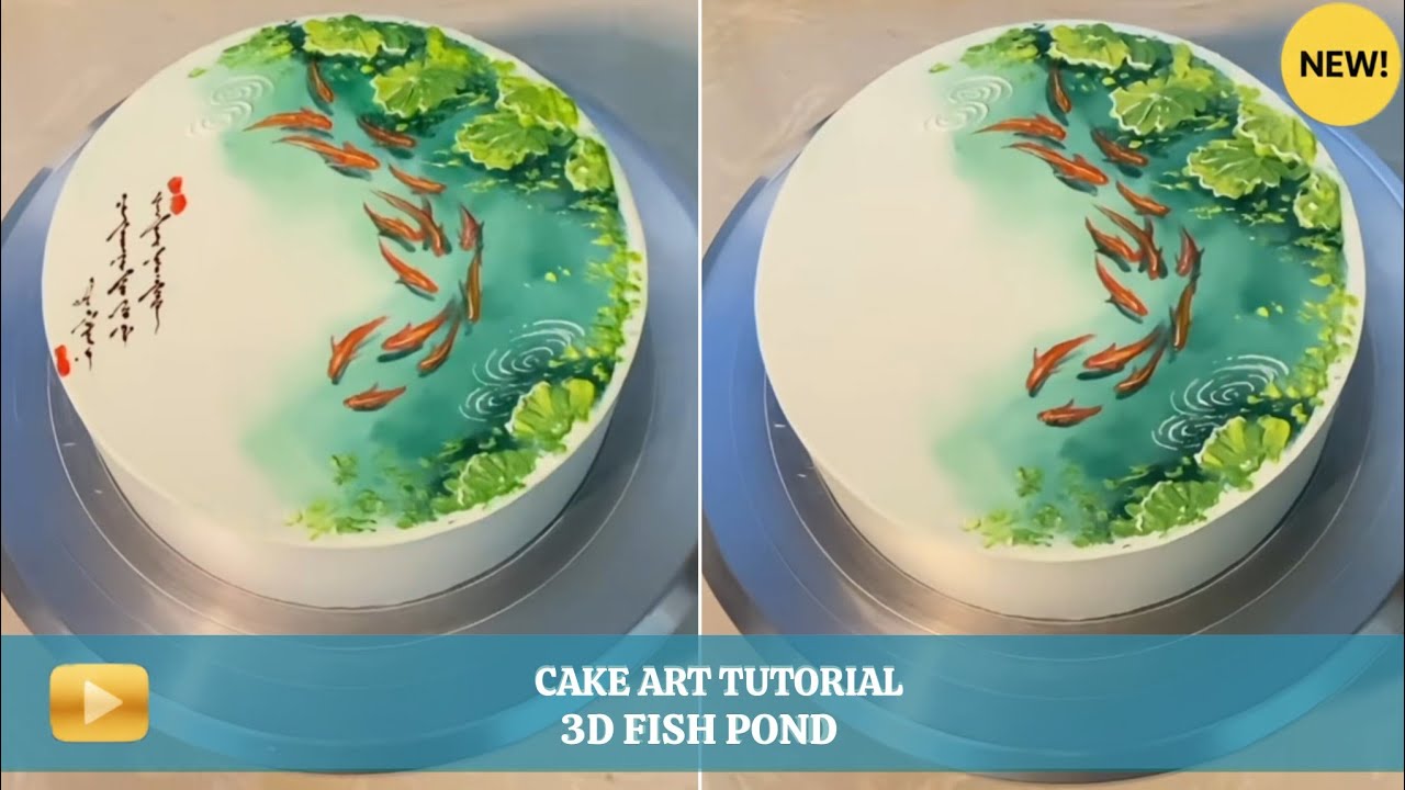 3D Chinese fish pond art on cake !! ⛩️🎏 | Full  ASMR Tutorial ✨