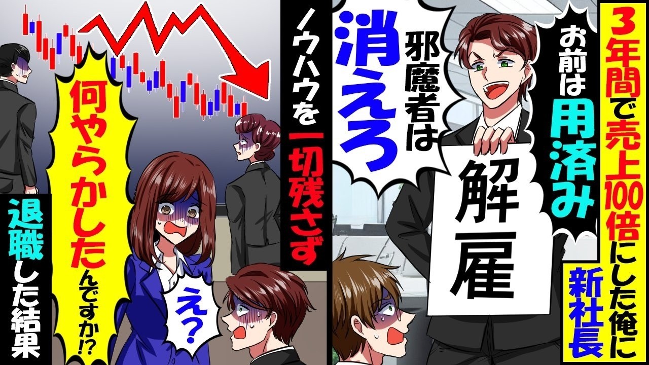 倒産寸前の支社を3年間で売上100倍にした俺に新社長「給料高すぎw 邪魔者は出てけ」ノウハウを一切伝えず退職した結果【スカッと】【アニメ】【漫画】【2ch】【総集編】