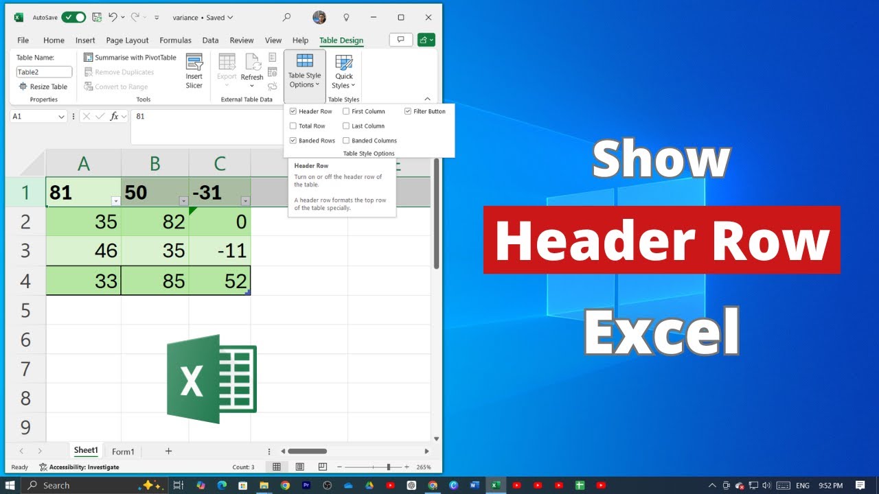 How to Show Table Header Row on Microsoft Excel