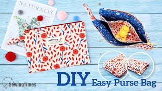 Easy Purse Bag with Three Compartments | Beginner Friendly Sewing Tutorial [sewingtimes]