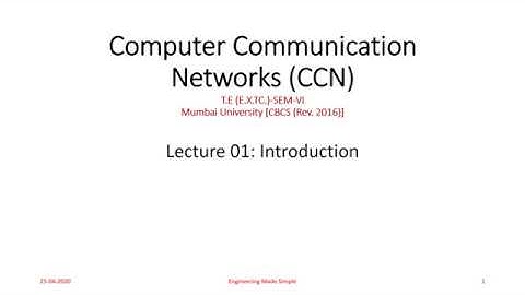 Computer Communication Networks (CCN)  Lecture 01: Introduction