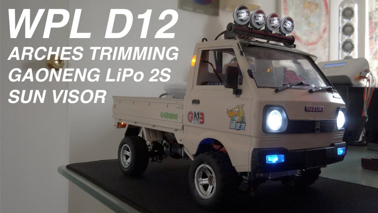 WPL D12 REBUILD #10: GAONENG LiPo Batt, Wheel Arches Trimming, Sun Visor