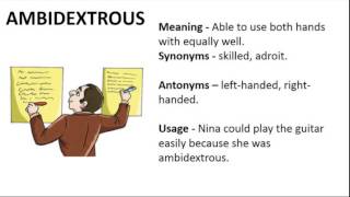 Vocabulary Made Easy  Meaning of Ambidextrous, Synonyms, Antonyms and its Usage