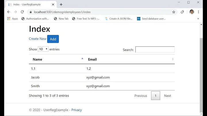 JQuery Grid With Searching  Paging and Sorting in ASP.NET CORE