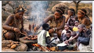 Real Village Life, Outdoor Cooking & Indigenous Tradition Hadzabe Tribe