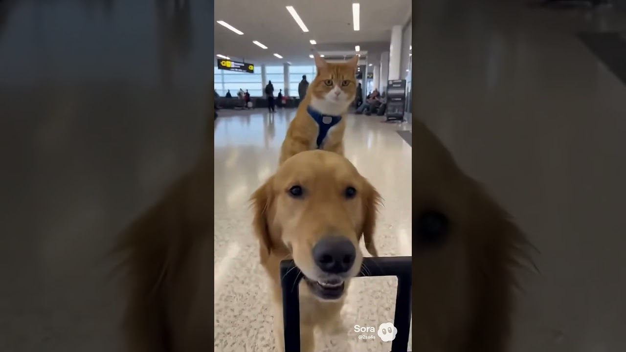 Cat Rides Dog Through The Airport?! ✈️🧳