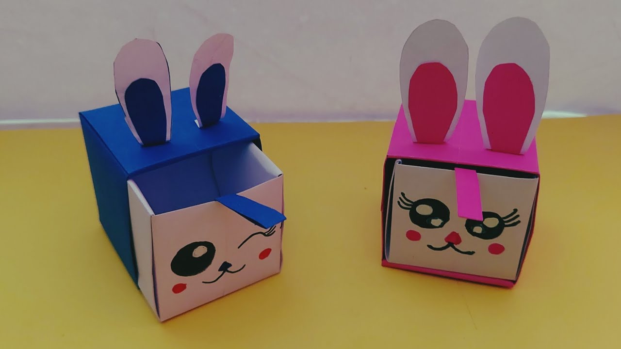 How To Make Origami Rabbit Organizer Box/ DIY Rabbit Box / Easy Paper ...