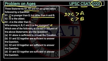 2020 CSAT, Three Statements S1, S2 and S3 are given below followed by a Question: S1:C is younger