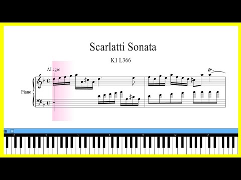 スカルラッティ ソナタ K.1 L336 ニ短調 楽譜 - YouTube