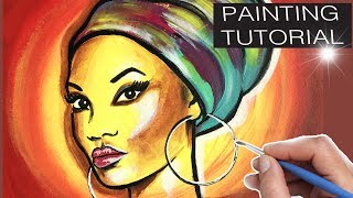 african paint painting woman step tutorial