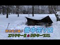雪中ソロキャンプ（エリクサー２＆ＤＤタープ／絶好のコンディションで焚き火三昧♪）Winter Camping #96