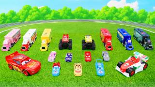 Disney Pixar Cars Unboxing Review | Giant Lightning McQueen & Monster Trucks 🏎️ Mega Haulers Match
