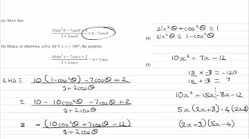 Trigonometry Exam Questions - A Level Maths - Edexcel Pure Year 1 - Q11 (level 2)