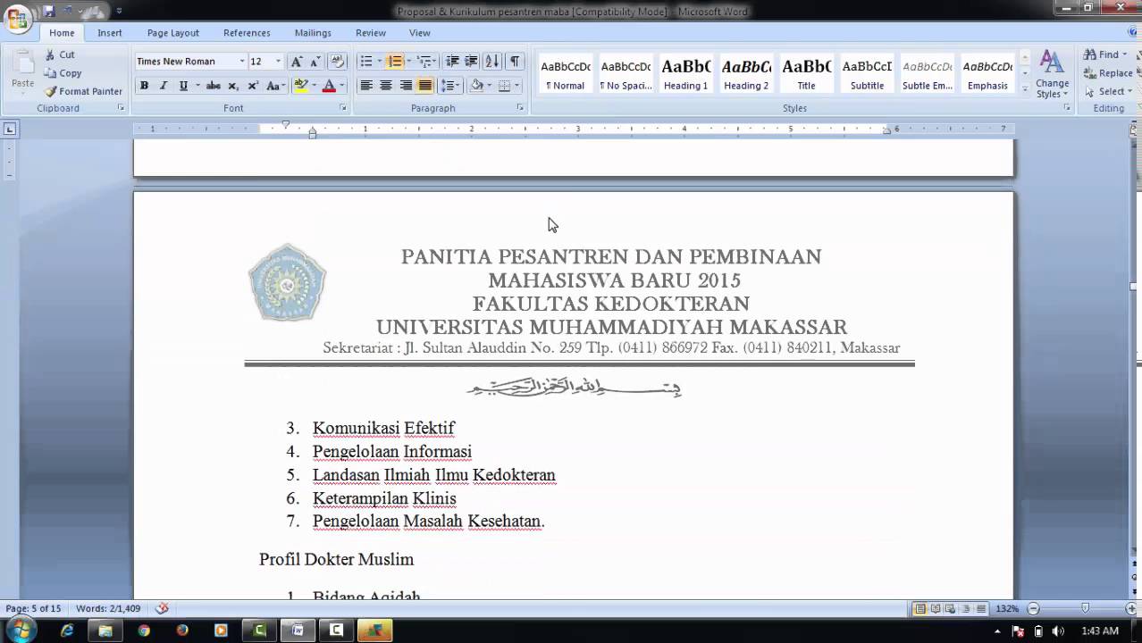 Proposal &amp; Kurikulum Pesantren Maba FK Unismuh YouTube
