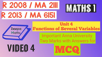R 2013 / R 2008 / Maths 1 / Unit 4 Functions of Several Variables
