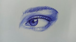 تعليم رسم العين بالقلم الجاف للمبتدئين|How to draw an eye with a pen