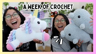 A Week of Crochet 🦄 Jumbo Unicorn, Snoopy, Manatees, & Other Cute Plushies I Made 💕 Crochet Vlog 🧶