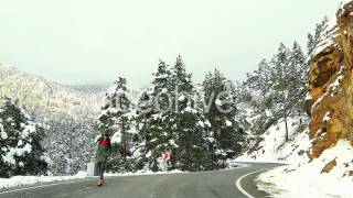 Young Girl Walking Down The Road With a Suitcase - Stock Video"