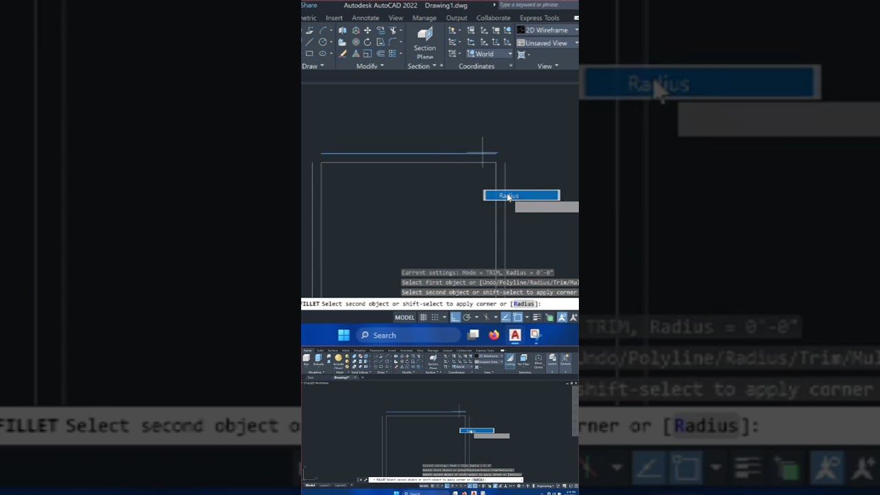 how to use fillet command in AutoCAD 