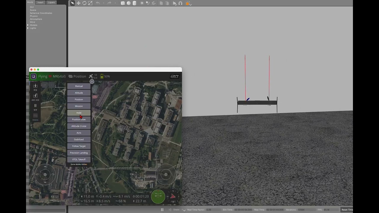 Achieving stable flight for a tailsitter with 2 rotors using a new lift-drag plugin