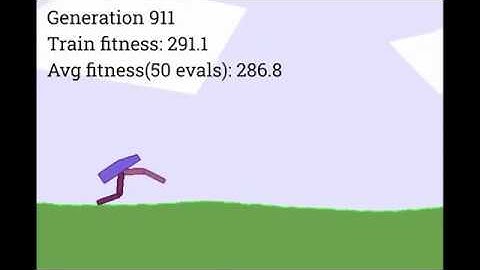 Evolutionary robotics school project - solve bipedal walker using GA over NN - best training run