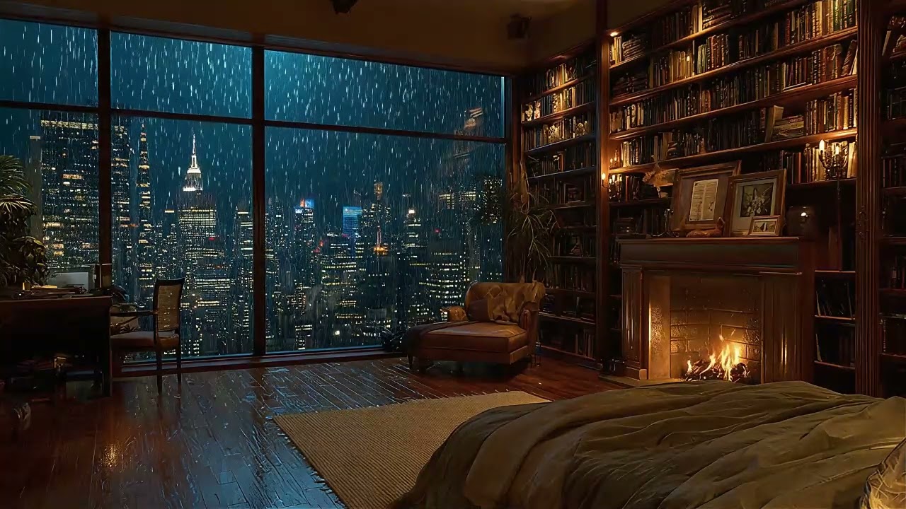 Gentle Piano Rain Sounds ASMR | Cozy Room Night Ambience for Sleep, Study, and Relaxing Focus 🌙