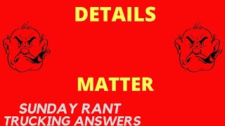 Check everything | Sunday Rant | Trucking Answers