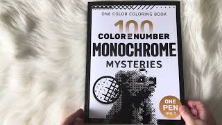 100 Color By Number Monochrome Mysteries Coloring Book | Pixel Colorist | Flip Through 