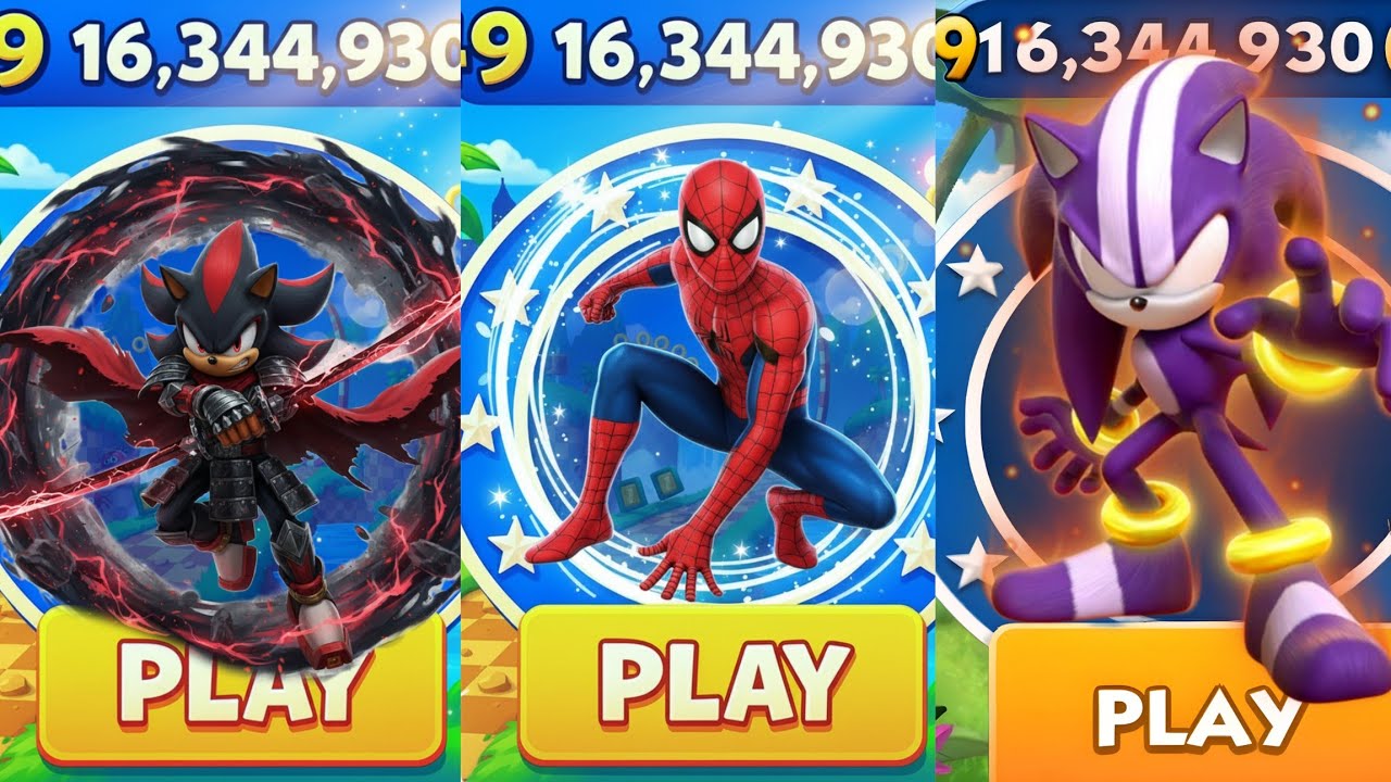 Sonic Dash - Warrior Shadow VS Darkspine VS Spiderman Run _ Movie Sonic ...