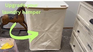 XLHOMO 160L Double Laundry Hamper with Lid, Dirty Clothes Hamper with 2 Removable Bags, Beige Laundr