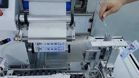 Semi automatic straw tube pipe cable folding labeling machine labeling testing video