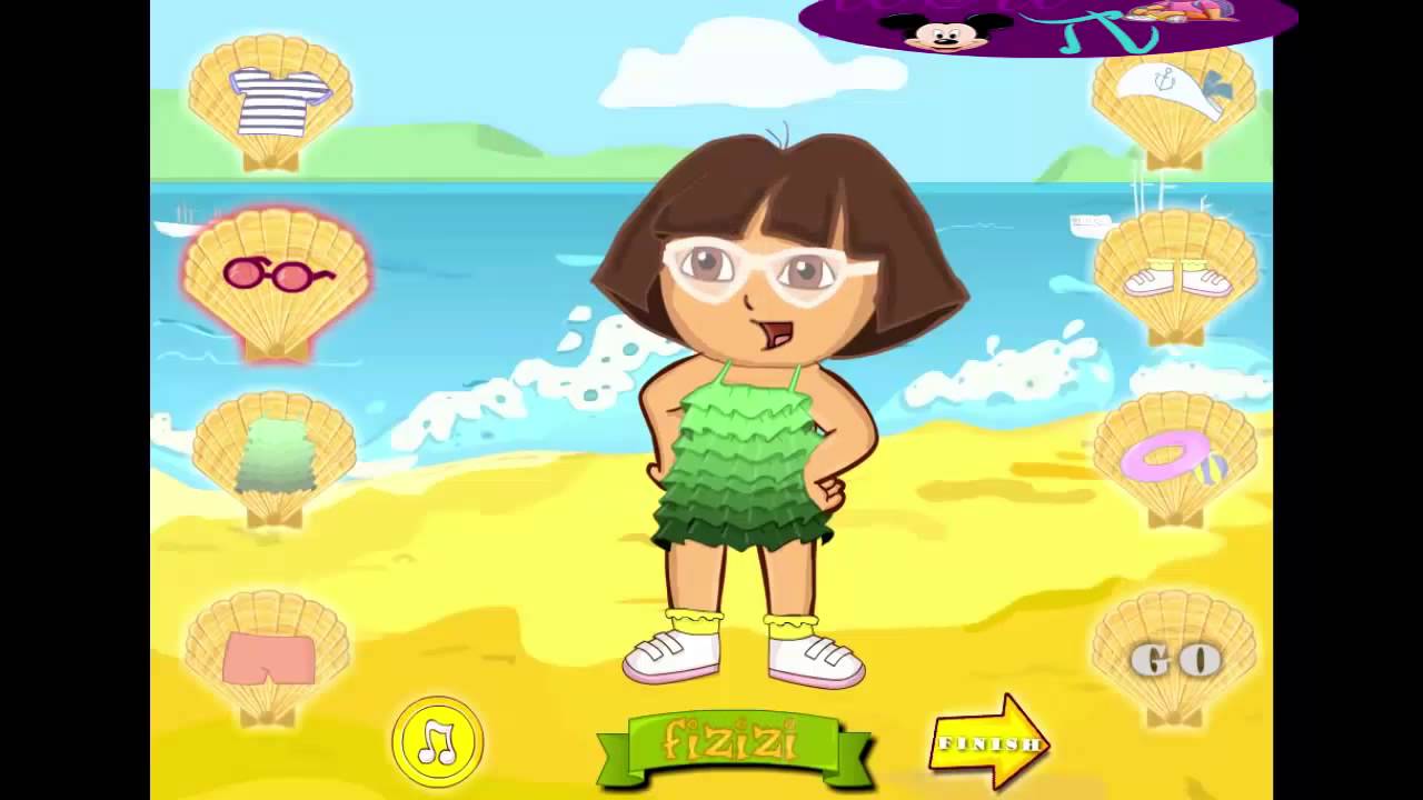Dora Cartoon Game Dora Beach Dress Up Dora The Explorer - YouTube