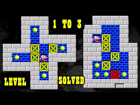 Sokoban level 1-3 solved !!!!! || Kids Gamer || Sokoban Java game