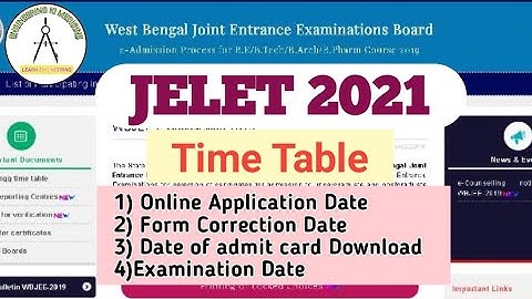 JELET 2021 II TIME TABLE II ONLINE APPLICATION,FORM CORRECTION,ADMIT CARD DOWNLOAD & EXAM DATE