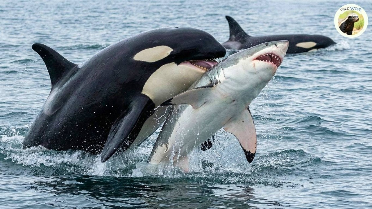 great white shark enters orca territory... big mistake! | animal fights