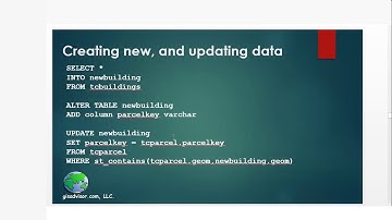 15 Creating new data UPDATE, INSERT, and DELETE functions - Spatial SQL with PostGIS (FOSS4G Stack)