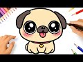 HOW TO DRAW A CUTE PUG DOG KAWAII EASY ????