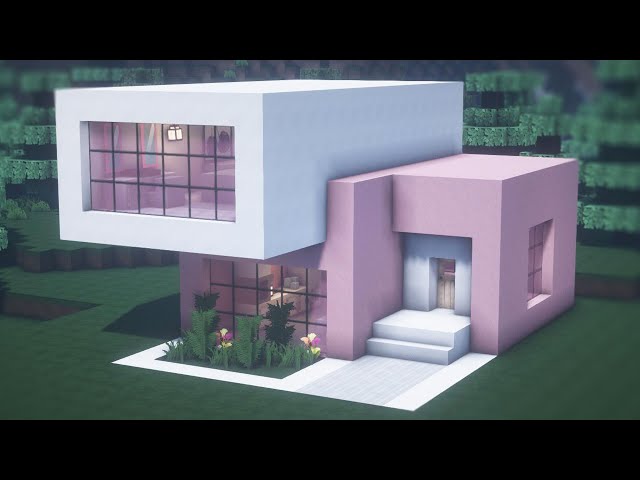 Lovely Pink House In Minecraft -- Modern Cute Pink House❤ Kawaii