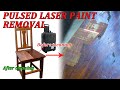 The 200W single-mode pulse laser cleaning machine cleans the paint on the surface of red oak wood.