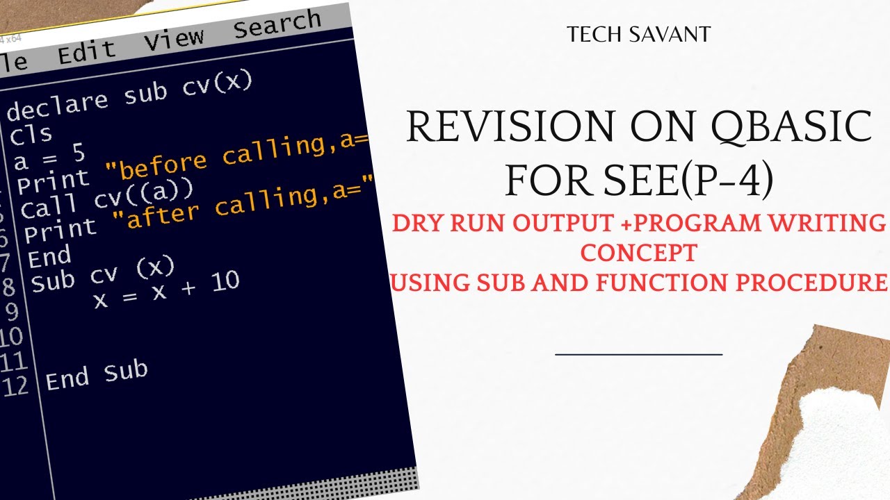 SEE Computer Science | Grade 10 QBASIC Program Writing & Output with ...
